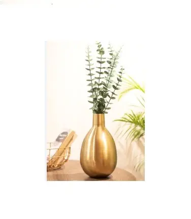 Desain kustom & warna vas bunga logam fungsi India vas bunga dekorasi pesta pernikahan buatan tangan vas bunga logam emas
