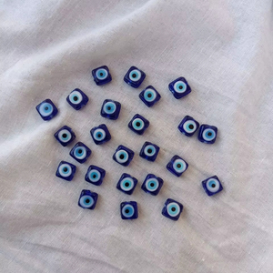 Handmade Blue Eye Glass Square Bead Custom Made <b>Crystal</b> Lampwork & Glass Bead <b>Accessories</b> Quality Crafted From Glass - Product Image 1