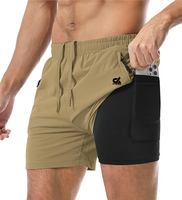 Short de gymnastique pour hommes Linerless & Liner-Short de course à séchage rapide 5 "avec poches zippées Short de sport athlétique de sport