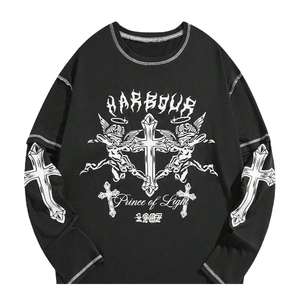 Camisetas de algodón 100% de gran tamaño para hombre con mangas cortas, transpirables, hombros caídos, secado rápido y estampado en contraste, mangas cortas - Product Image 4