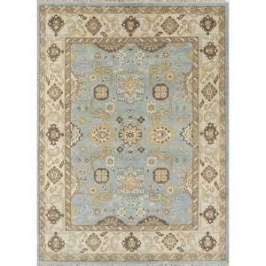 Tapis en laine noué à la main Cyanna Blue 9x12 rectangulaire, motif médaillon abstrait, idéal pour couloir, entrée, chambre à coucher Pkwl-972 - Product Image 1