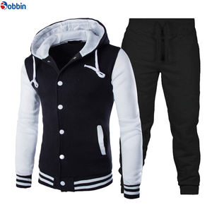 Ensemble de sport de haute qualité pour hommes, tendance, avec logo personnalisé, sweat-shirts patchwork, sweat-shirt de baseball classique, jogging - Product Image 3