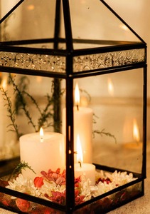 Metal and <b>Glass</b> <b>Lantern</b> Modern Interior Decor Accent Perfect for Home Office Bedroom and Living Areas Display From India - Product Image 3