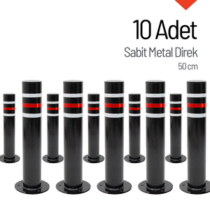 <b>Set</b> of 10 Black Metal Fixed Poles with 50 cm Base Parking Equipment - Product Image 4
