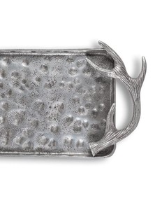 Venta caliente bandeja martillada decorativa Rectangular de aluminio con asas de astas decoración de mesa de Navidad o todos los días - Product Image 5