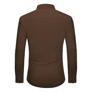 เสื้อเชิ้ตติดกระดุมสำหรับผู้ชายซักได้ง่ายเสื้อลำลองระบายอากาศได้ดีป้องกันรอยยับสบายเสื้อมีกระดุมดีไซน์ใหม่ - Product Image 3