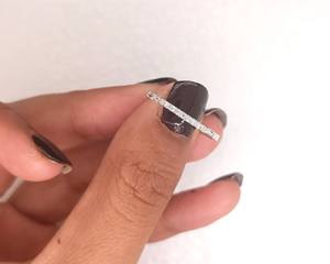 Anillo de Bodas Apilable de Oro Amarillo/Blanco Sólido de 10K/14K, Anillo Clásico de Media Eternidad con Corte Redondo de 0.10 Ct para Mujer - Product Image 5