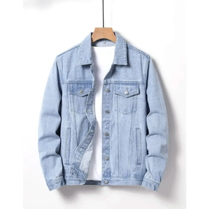 Nuevo estilo de invierno Chaqueta de mezclilla de todos los tamaños para hombre Estilo casual Personalidad Moda Chaqueta de mezclilla de color sólido - Product Image 3