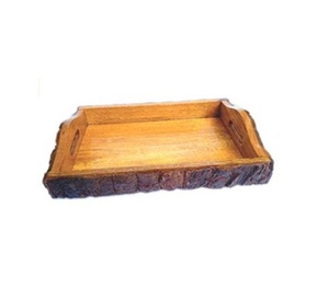 Plateau de service en bois de forme rectangulaire de conception classique pour la maison et l'hôtel Taille personnalisée avec poignée en métal Plateau en bois - Product Image 3