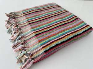 Stripe Printed Organic 100% Turkish Handloomed Cotton Peshtemal <b>Hammam</b> Bath <b>Towel</b> 90x180cm 900gr Multi-purpose - Product Image 2