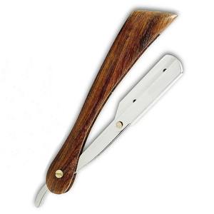 Maquinilla de afeitar recta de peluquero de acero inoxidable de alta calidad para afeitar maquinilla de afeitar con mango de madera de un solo borde - Product Image 5