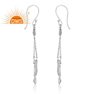Meilleur Design 925 Argent Plaqué Palladium Naturel Aqua Calcédoine Pierre Précieuse Boucle D'oreille Bijoux Personnalisés Pour Les Femmes Cadeau Pour Elle - Product Image 4