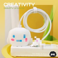 Protector de Cable 4 en 1 para iPhone, Carga Rápida de 18W 20W, Diseño 3D de Dibujos Animados, Funda Protectora de Silicona para Cable de Carga con Conector US/EU