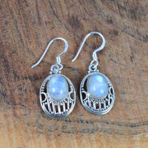 Pendientes de Plata de Ley 925 con Piedra Lunar Arcoíris Blanca, Joyería de Piedras Preciosas Hecha a Mano, Regalos Elegantes para Mujer - Product Image 5