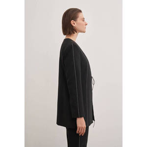 Metallic PU Bomber <b>Jacket</b> with <b>Rhinestone</b> Glitter Details - Product Image 5