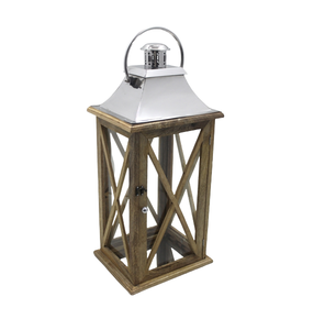 Linternas colgantes de acero y madera de vidrio, candelabro de PC marrón para decoración de bodas y fiestas en casa, hecho a mano a granel - Product Image 4