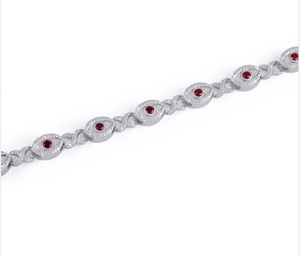 Pulsera de Diamantes: Pulsera de Plata de Ley con Diamantes de Moissanita de Lujo, Pulsera de Protección con Rubí Rojo en Oro Blanco - Product Image 2