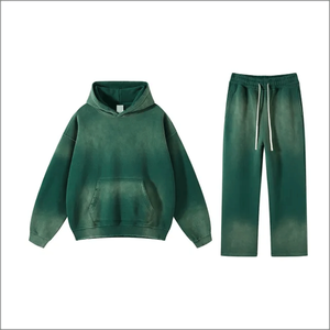 Ensemble de survêtement en coton 100% délavé à l'acide, jogging, ensemble de survêtement streetwear, pantalon de survêtement et sweat-shirt à fermeture éclair intégrale - Product Image 3