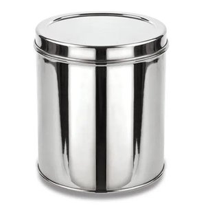Recipiente de almacenamiento de alimentos de Metal de estilo clásico, acabado plateado redondo para utensilios de cocina, recipiente de almacenamiento de alimentos con tapa - Product Image 1