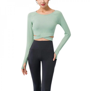 Haut de yoga et ensembles de fitness en spandex à séchage rapide Style solide avec design imprimé Vêtements de sport à séchage rapide - Product Image 1