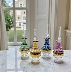 ZAHEREEN LW42, Frascos de Perfume de Vidrio Soplado de Lujo con Arte Folclórico Egipcio, Piezas Decorativas Hechas a Mano, Coleccionables de Arte - Product Image 1