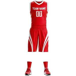 Ensemble d'uniformes de basket-ball personnalisés unisexe, taille plus, blanc et rouge, maillot sans manches, short, impression du nom et du numéro de l'équipe, respirant, séchage rapide - Product Image 5