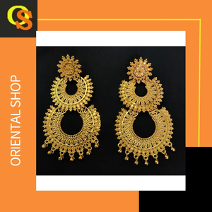 Ensemble de boucles d'oreilles à prix raisonnables avec des boucles d'oreilles Jhumka plaquées or 22CT de conception traditionnelle bijoux pour les femmes portées par les exportateurs - Product Image 3