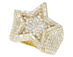 Bague étoile glacée pour homme en argent sterling 925 plaqué or VVS Moissanite diamant bijoux Hip Hop - Product Image 3