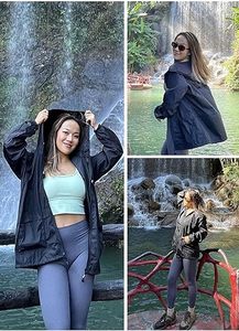 Chaqueta transpirable para mujer Cortavientos genuino Chaqueta impermeable ligera Frente para todas las estaciones. - Product Image 6