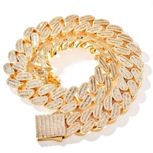 Pass Diamond Tester Moissanite Cuban Link Chain - Baguette Shape Stones, 100% hecho a mano 925 Sterling Silver Bust Down Chain India - Product Image 6