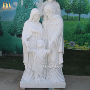 Statue de la Sainte Famille sculptée à la main, Sculpture religieuse en pierre de marbre blanc de style européen pour le décor d'église de <span class=keywords><strong>jardin</strong></span> extérieur - Product Image 6