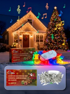 LED musicale bianco blu caldo multicolore a lampadina a 140 7M DC 6V IP44 luci dimmerabili dell'albero di Natale sincronizzano il suono festivo - Product Image 3