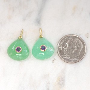 Colgantes de piedras preciosas talladas con forma ovalada de crisoprasa Natural, colgantes de moda chapados en oro de Plata de Ley 925, joyería a granel - Product Image 3