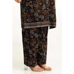 ชุดลำลองผู้หญิงสำหรับฤดูใบไม้ผลิ/ฤดูร้อน ลายพิมพ์ผ้าลอนสีดำ ชุดเซ็ต 2 ชิ้น ไซส์ XS - Product Image 2