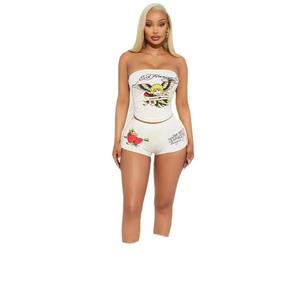 Vêtements pour femmes T-shirt court en coton côtelé pour femmes et ensemble de vêtements de détente courts ensemble deux pièces pour femmes de grande taille - Product Image 3