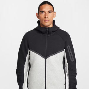 Sudadera con capucha unisex Windrunner con cremallera completa y diseño de apliques bordados de lana de algodón 100% sudadera cómoda de otoño - Product Image 1