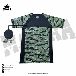 Custom Tiger Camo MMA <b>Rashguard</b> 4-Way Stretch Vented Mesh Panel <b>BJJ</b> Short Sleeve Quick Dry Sublimation Grappling Training Wear - Product Image 3