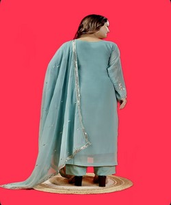 FANCY GEORGETTE BORDADO SECUENCIA TRABAJO SUPERIOR INFERIOR con DUPATTA PARTY FESTIVE WEAR SEDA ÉTNICA SALWAR KAMEEZ - Product Image 3