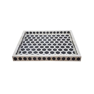 Plateau de service personnalisable en incrustation d'os et de nacre en gros Plateau de service en incrustation pur fait main en gros MOP - Product Image 2