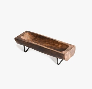 Plato para servir troncos de madera hecho a mano con patas de metal a precio mayorista para restaurante, boda, Hotel, fiesta, uso - Product Image 1