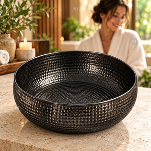 Bañera Redonda de Cobre Negro Martillado para Pedicura, Tazón de Metal Antiguo para Remojar los Pies, Cuencos de Pedicura de Metal de Lujo, Nuevo Diseño - Product Image 4