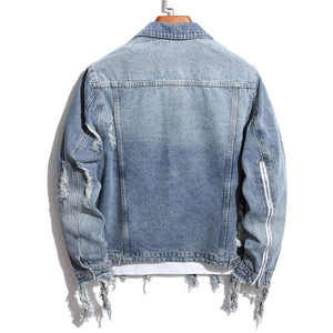 Vintage lavado primavera calle moda Unisex rasgado Denim prendas de vestir exteriores chaquetas Custom Distress transpirable secado rápido 100% algodón - Product Image 2