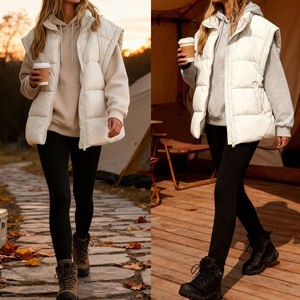 <b>Casual</b> Equestrian Puffer Vest windproof high quality OUTER WEAR Winter <b>Waistcoat</b> New Puffer Vest Jacket Outer Wear Use - Product Image 3