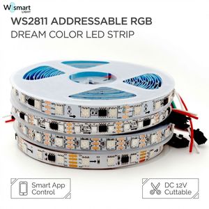 Tira de Luces LED RGB Direccionables WS2811 de 12V CC, 5050 SMD, con Control por Voz y Aplicación Inteligente Wi-Fi para Clubes - Product Image 1
