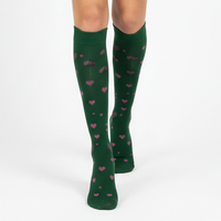 Chaussettes de compression montantes antidérapantes en coton peigné et élasthanne pour femme, classe 2, décontractées, pour l'automne, le yoga, imprimées