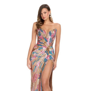 ชุดราตรีปักเลื่อมแขนกุดสำหรับผู้หญิงชุดราตรีแบบทางการสำหรับงานปาร์ตี้ตอนเย็นชุดราตรีแบบไม่หยุดนิ่งและระบายอากาศได้ดี - Product Image 1