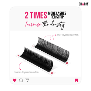 Extensiones de pestañas de seda CharmLash de doble capa Easy Fan, bandeja de pestañas personalizada ODM/OEM, base puntiaguda, pestañas de Cachemira duraderas y cómodas - Product Image 5