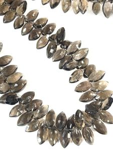 AAA Natural Smokey Cuarzo Facetado Marquesa Forma Briolette Cuentas Tamaño 7x14mm Aprox. 17 pulgadas hebra - Product Image 2