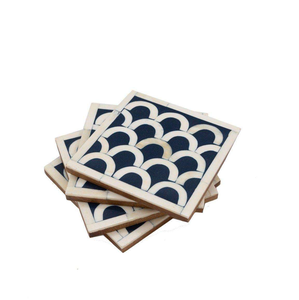Handmade Eco-Friendly Bone Inlay Coasters Custom Shape <b>Black</b> Brown Pattern Custom Logo Durable Wedding Favors Customizable - Product Image 2