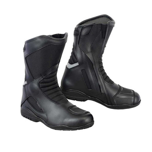 Bottes de moto en cuir personnalisées, entièrement noires, respirantes, imperméables, grande taille, anti-UV, coupe-vent, protection de sécurité, imprimées - Product Image 1